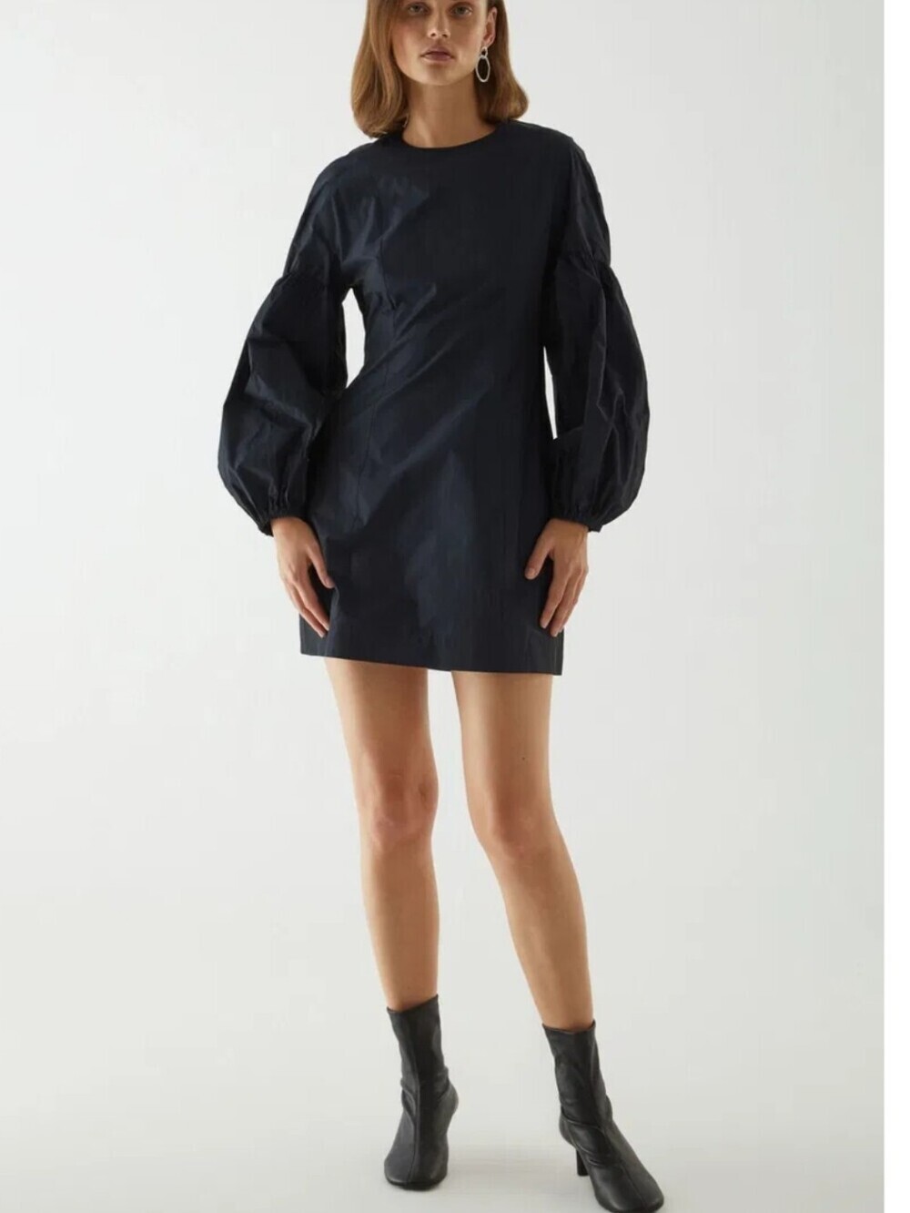 COS Navy Volume Sleeve Mini Dress Long Sleeve Pockets Cocktail Party Size 4
